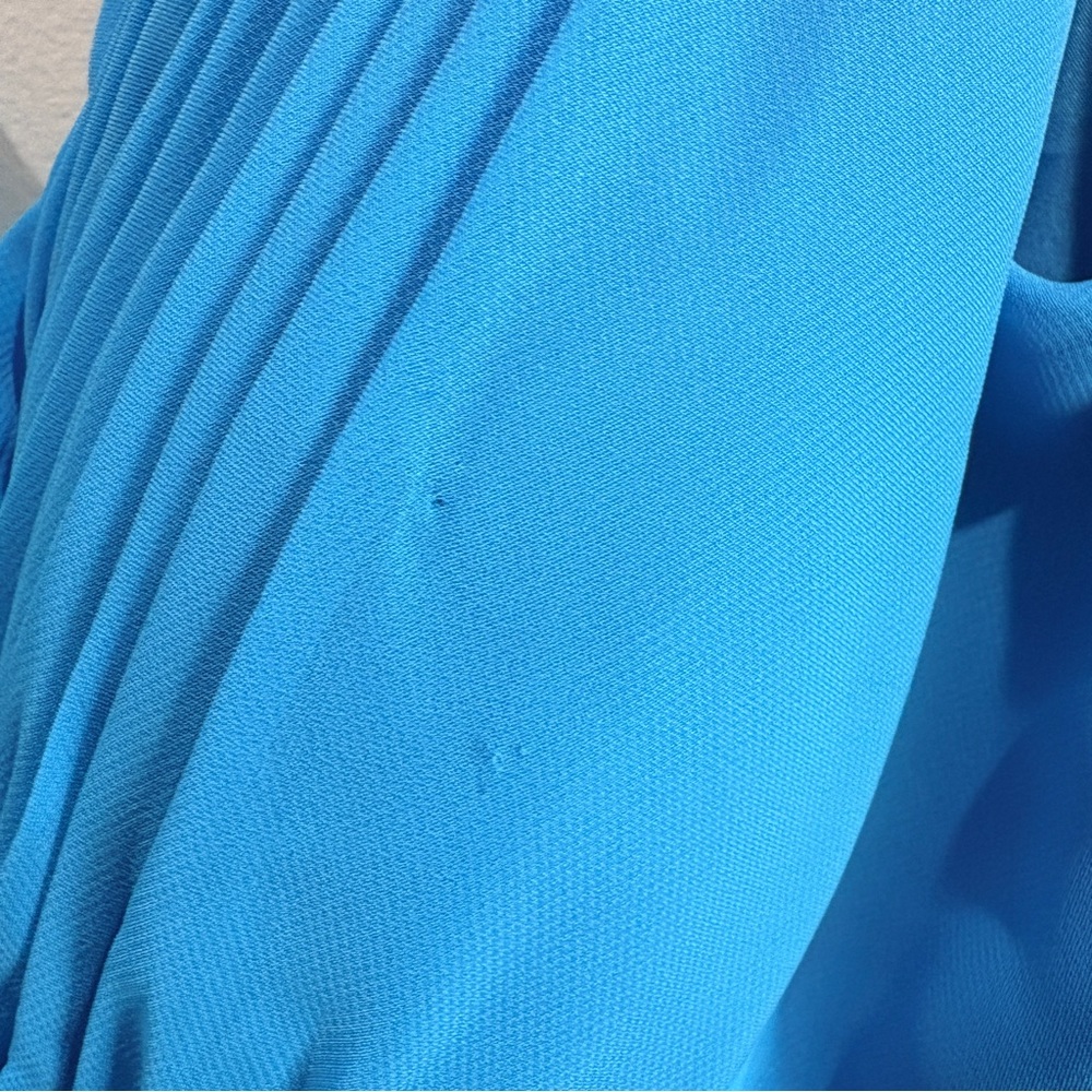 Victoria Marina Maxi Dress Womens 14 Blue Chiffon Pleated Formal Romantic Prom - Picture 8 of 8